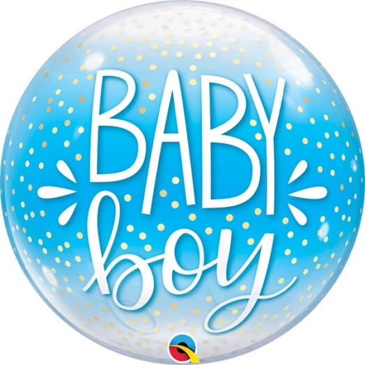 22 Inch Baby Boy Blue & Confetti Dots Bubble Balloon