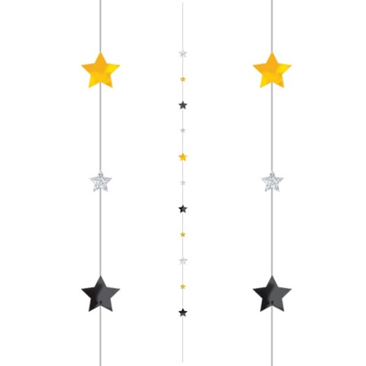 Black,Silver and Gold Star Balloon Fun Strings