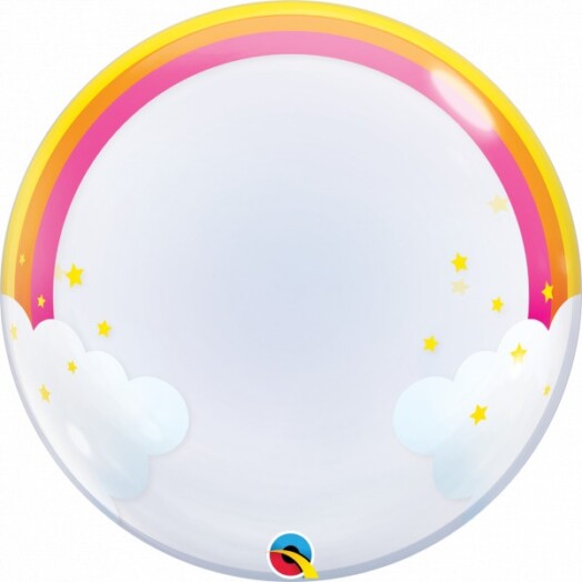 24" Deco Bubble - Rainbow Clouds Balloon