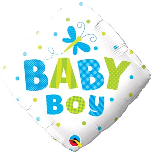 18" Baby Boy Dots & Dragonfly Foil Balloon