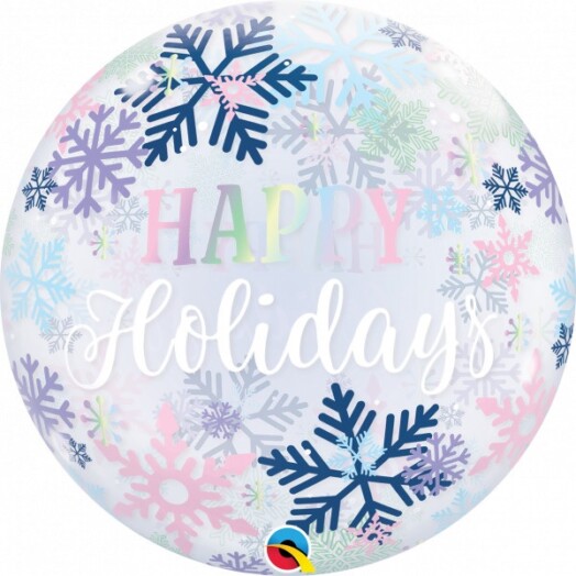 22 Inch Happy Holidays Snowflakes Bubble Balloon