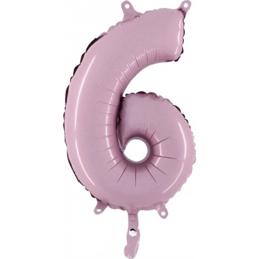 14" Mini Shape Number Balloon 6 - Pastel Pink