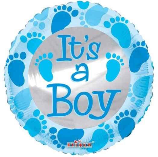 18" Baby Blue Footprints Foil Balloon