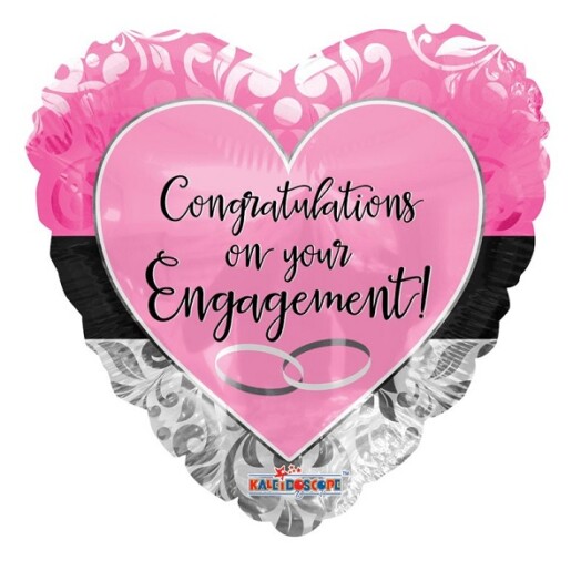 18" Engagement Pink Heart Foil Balloon