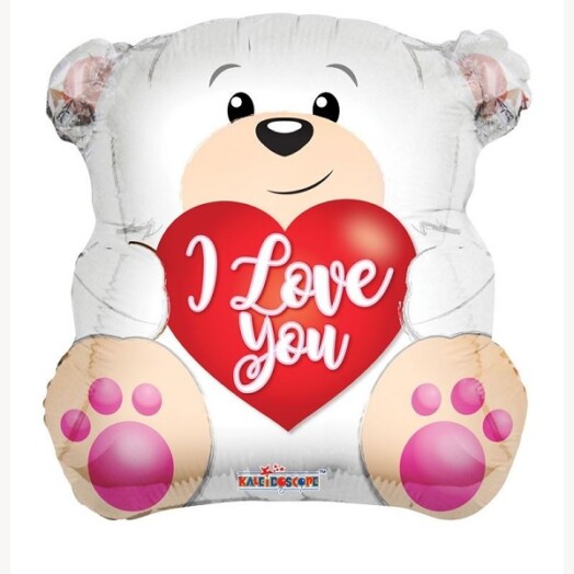 18 Inch I Love You White Bear Foil Balloon