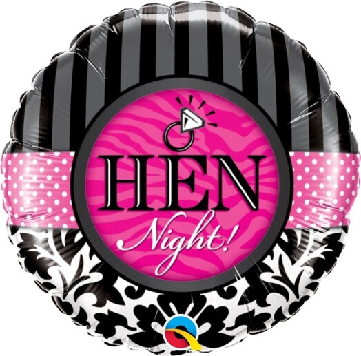 18" Hen Night Damask & Stripes Foil Balloon