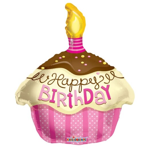 18" Birthday Cupcake Pink Foil Balloon