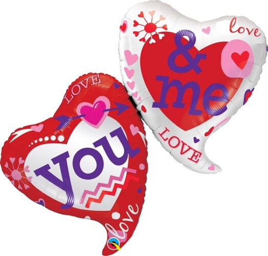 You & Me Two Hearts Super Shape Foil Balloon