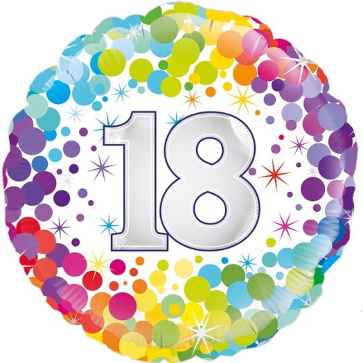 18 Inch 18th Colourful Confetti Birthday Foil Balloon