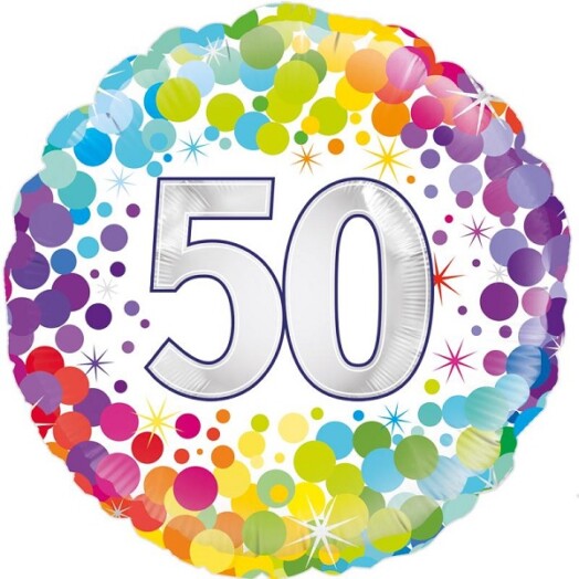 18 Inch 50th Colourful Confetti Birthday Foil Balloon