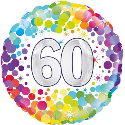 18 Inch 60th Colourful Confetti Birthday Foil Balloon