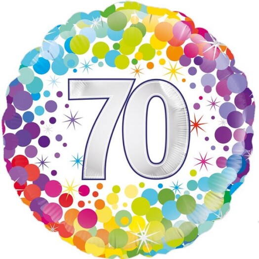 18 Inch 70th Colourful Confetti Birthday Foil Balloon