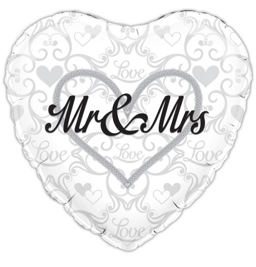 18" Mr & Mrs Foil Balloon