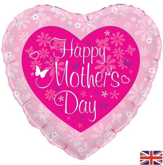 18" Butterfly Heart Mother's Day Foil Balloon