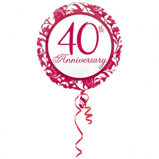 17 Inch Ruby Elegant Scroll 40th Anniversary Foil Balloon