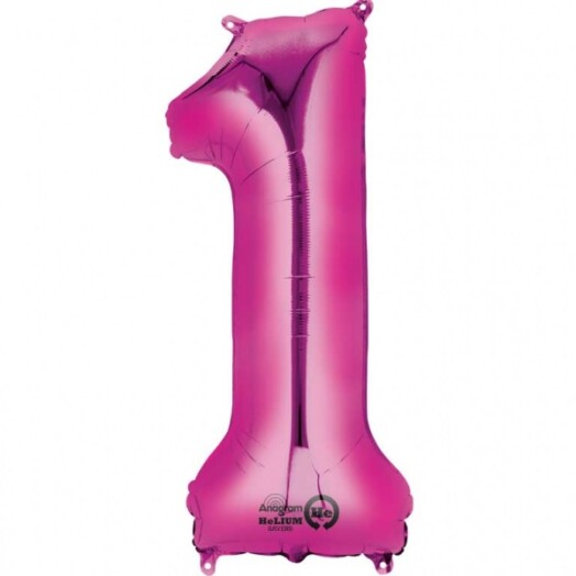 16" Mini Shape Number Balloon 1 - Pink