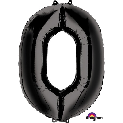 Large Black Number 0 Foil Balloon