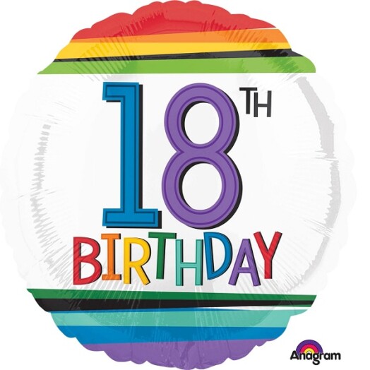 17 Inch Rainbow Birthday 18th Foil Balloon