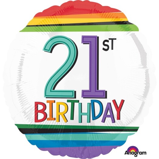 17 Inch Rainbow Birthday 21st Foil Balloon