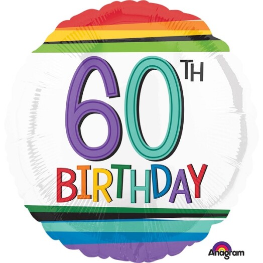 17 Inch Rainbow Birthday 60th Foil Balloon