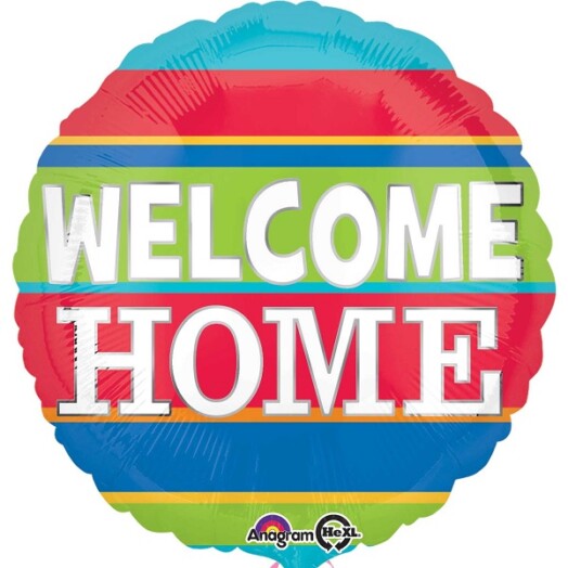 17 Inch Welcome Home Colourful Stripes Foil Balloon