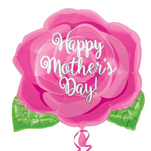 18" Happy Mother's Day Pink Rose Junior Shape Foil Balloon