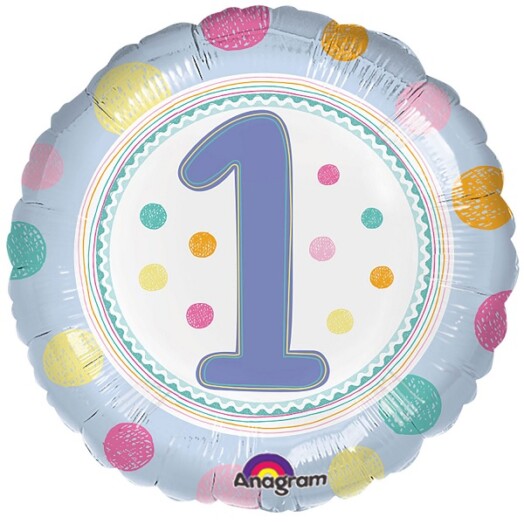 17 Inch SpotOn 1st Happy Birthday Foil Balloon