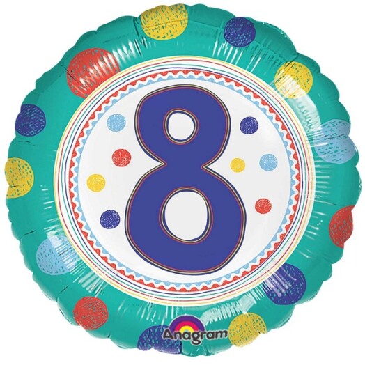 17 Inch SpotOn 8th Happy Birthday Foil Balloon