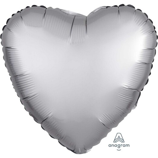 Unpackaged 18" Satin Luxe Heart Foil Balloon - Platinum