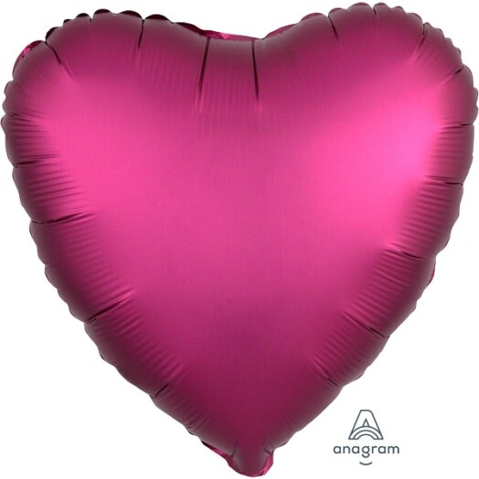 Unpackaged 18" Satin Luxe Heart Foil Balloon - Pomegranate