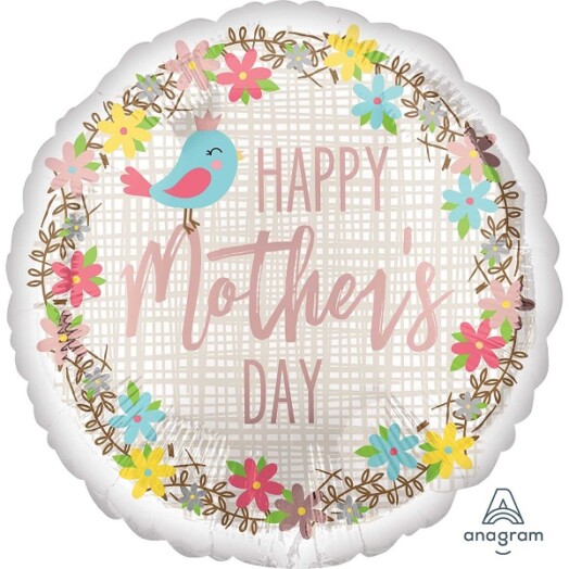 18" Happy Mother's Day Pretty Bird Foil Balloon