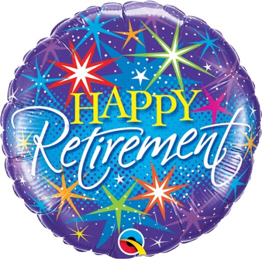 18" Retirement Colourful Bursts Foil Balloon