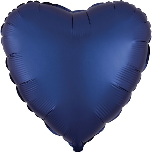 Unpackaged 18" Satin Luxe Heart Foil Balloon - Navy Blue