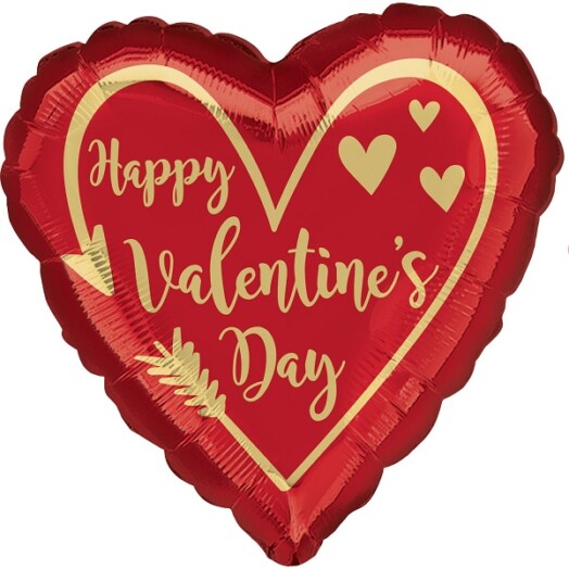 17 Inch Gold Happy Valentine's Day Foil Balloon