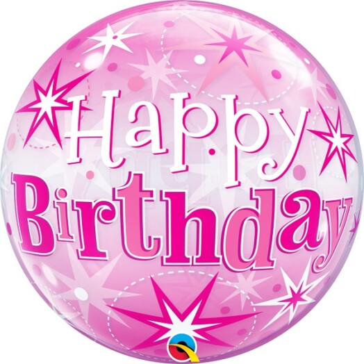 22" Birthday Pink Starburst Sparkle Bubble Balloon