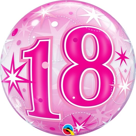 22" 18 Pink Starburst Sparkle Bubble Balloon