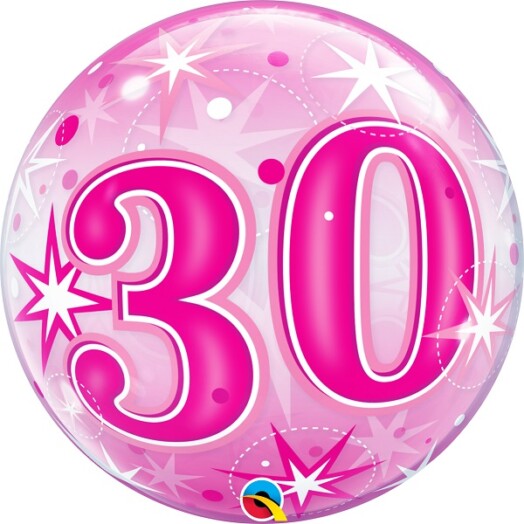 22" 30 Pink Starburst Sparkle Bubble Balloon