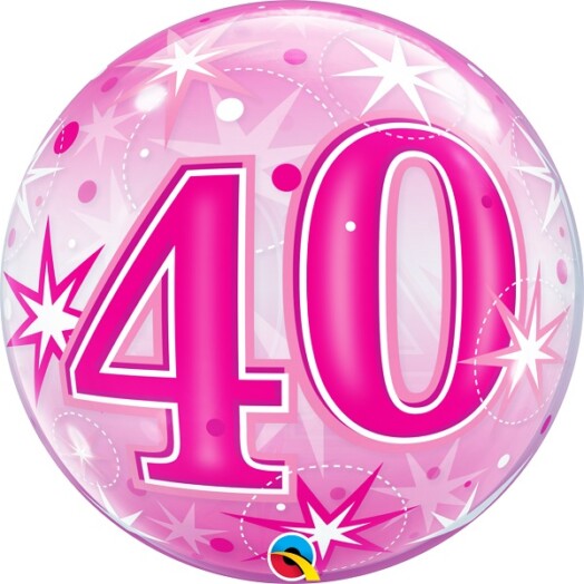 22" 40 Pink Starburst Sparkle Bubble Balloon