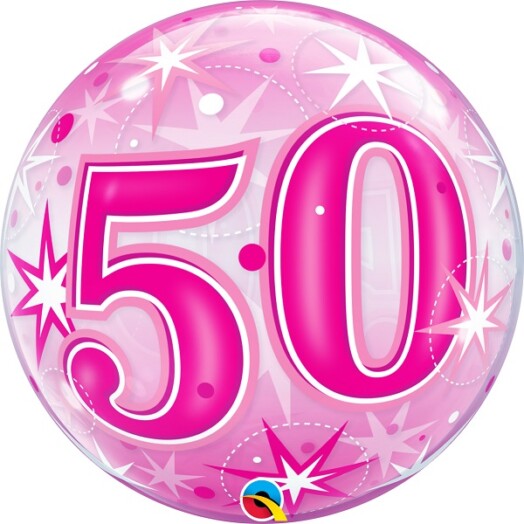 22" 50 Pink Starburst Sparkle Bubble Balloon