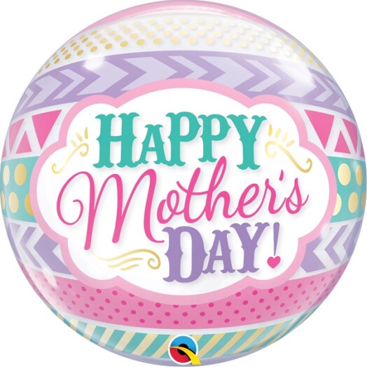 22" Mother's Day Dots & Stripes Bubble Balloon