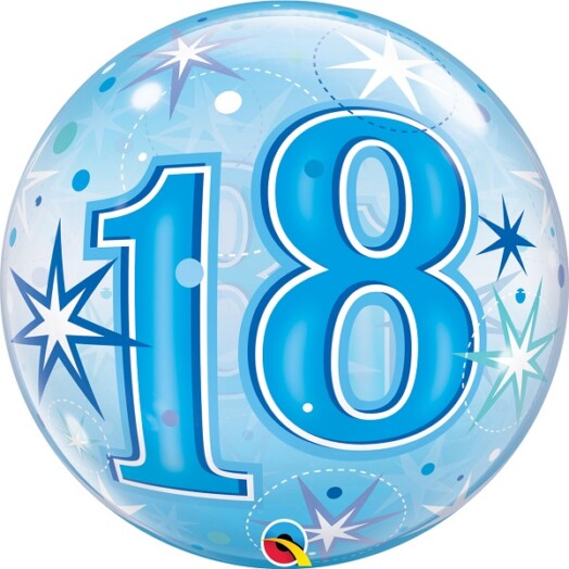 22" 18 Blue Starburst Sparkle Bubble Balloon