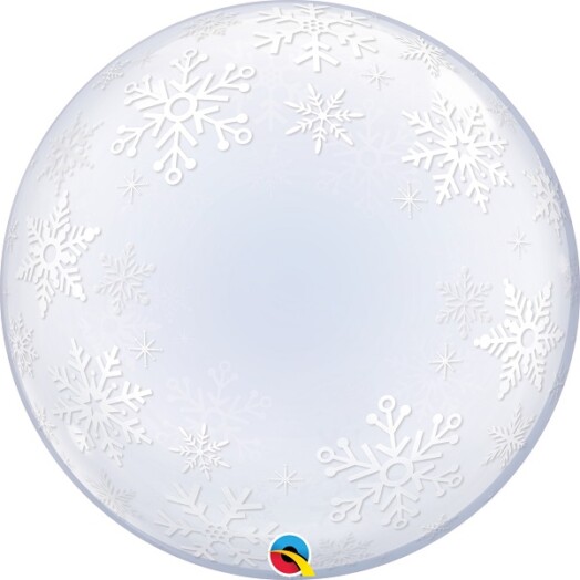 24" Deco Bubble - Frosty Snowflakes Balloon