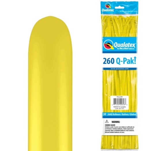 260Q Standard Yellow Latex Balloons 50ct