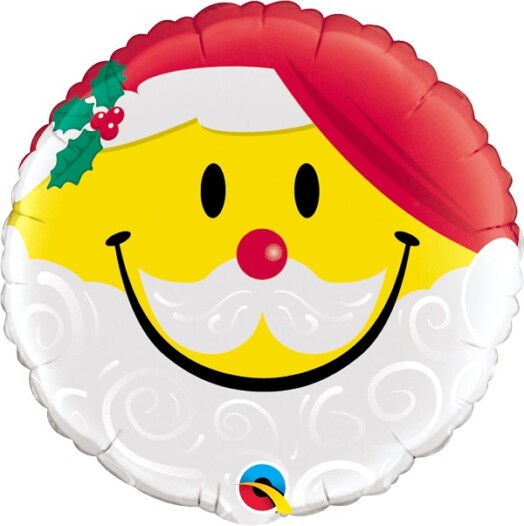 18" Smile Face Santa Foil Balloon