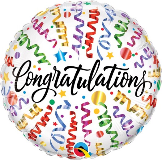 18" Congratulations Streamers Foil Balloon