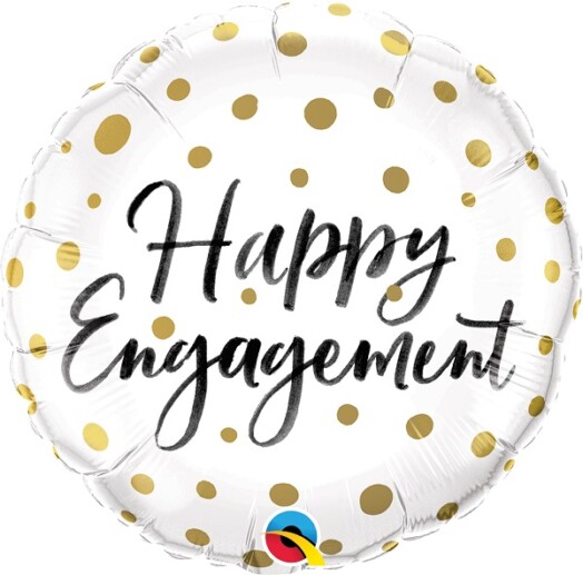 18" Happy Engagement Gold Dots Foil Balloon