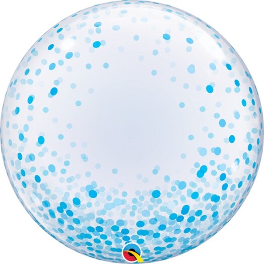 24" Deco Bubble - Blue Confetti Dots Balloon