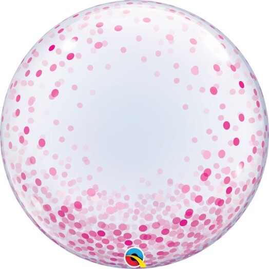 24" Deco Bubble - Pink Confetti Dots Balloon