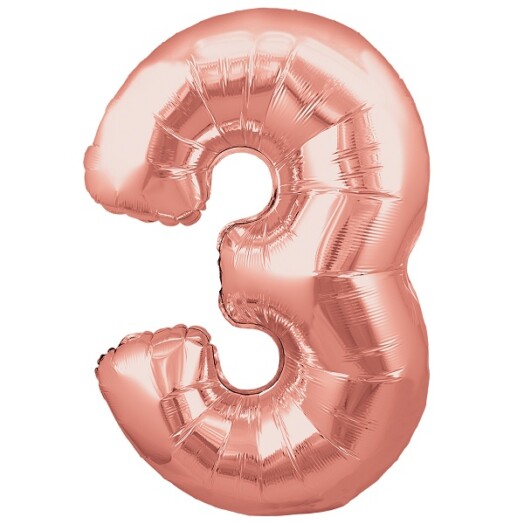 30" Rose Gold Number 3 Foil Balloon