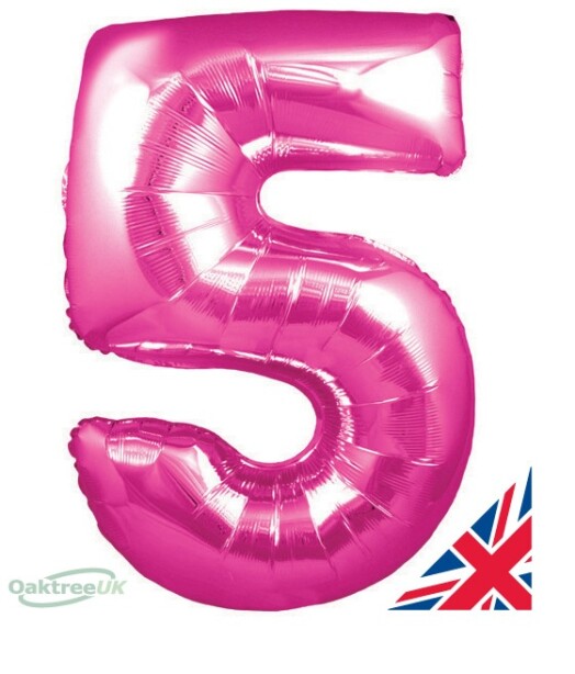 34" Pink Number 5 Foil Balloon